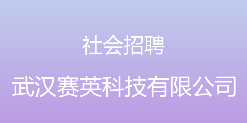 社会招聘 - 武汉赛英科技有限公司