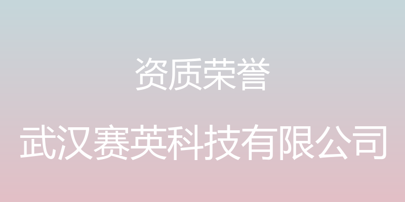 资质荣誉 - 武汉赛英科技有限公司